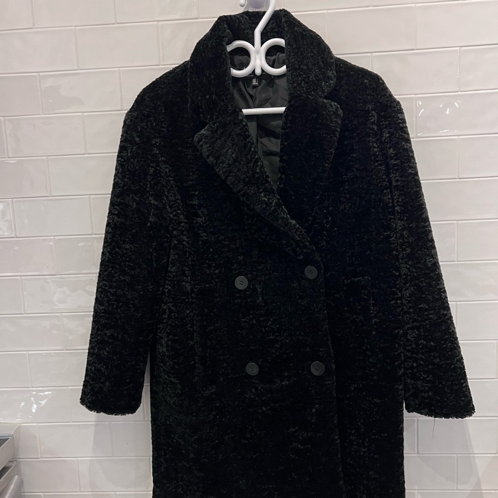 Zara Women Black Double-Breasted Coat